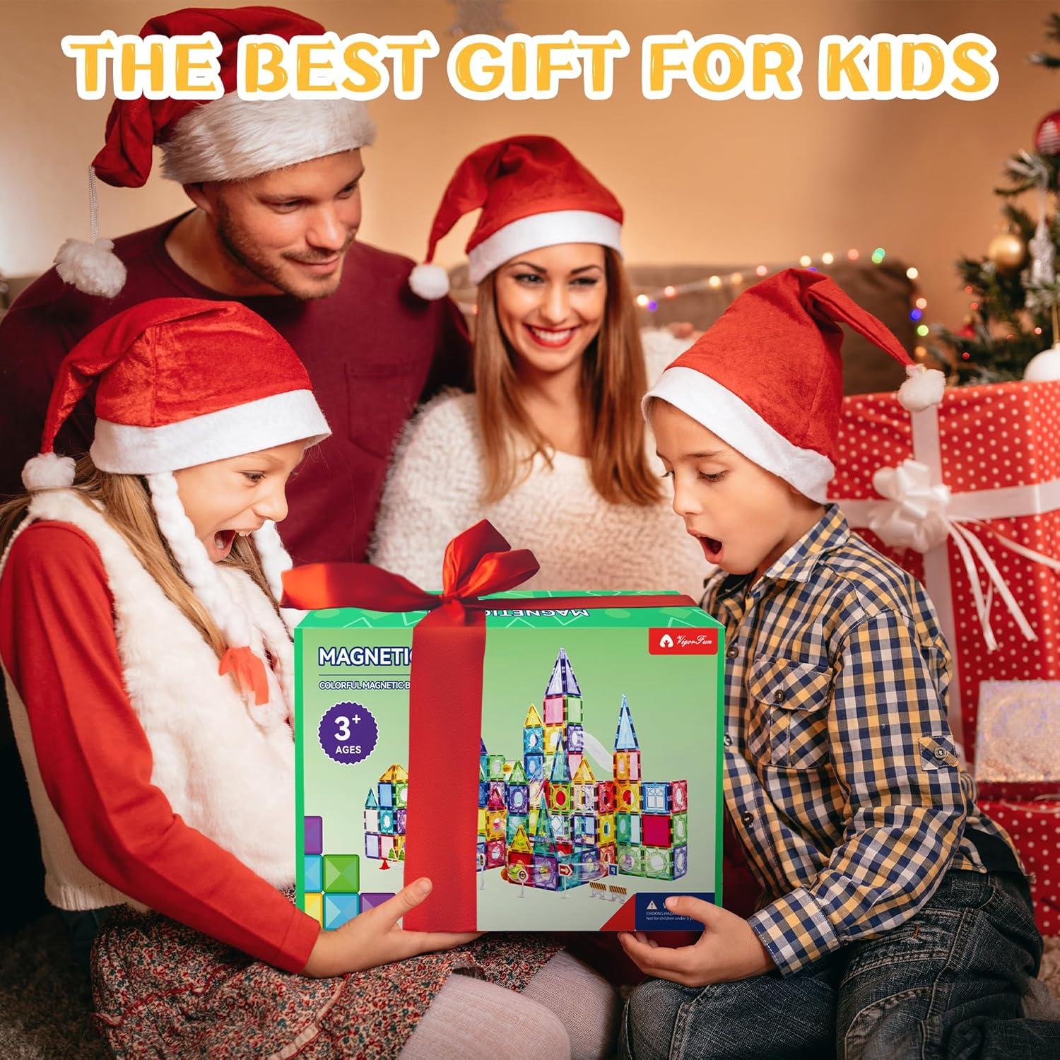 image126Piece Magnetic Tiles Building Blocks Set  STEM Construction Kit with Car Toy Figurines ampamp Stickers Educational Sensory Toys for Kids Ages 38 Creative Gift for Toddlers Boys ampamp GirlsMagnetic Tiles 171pcs