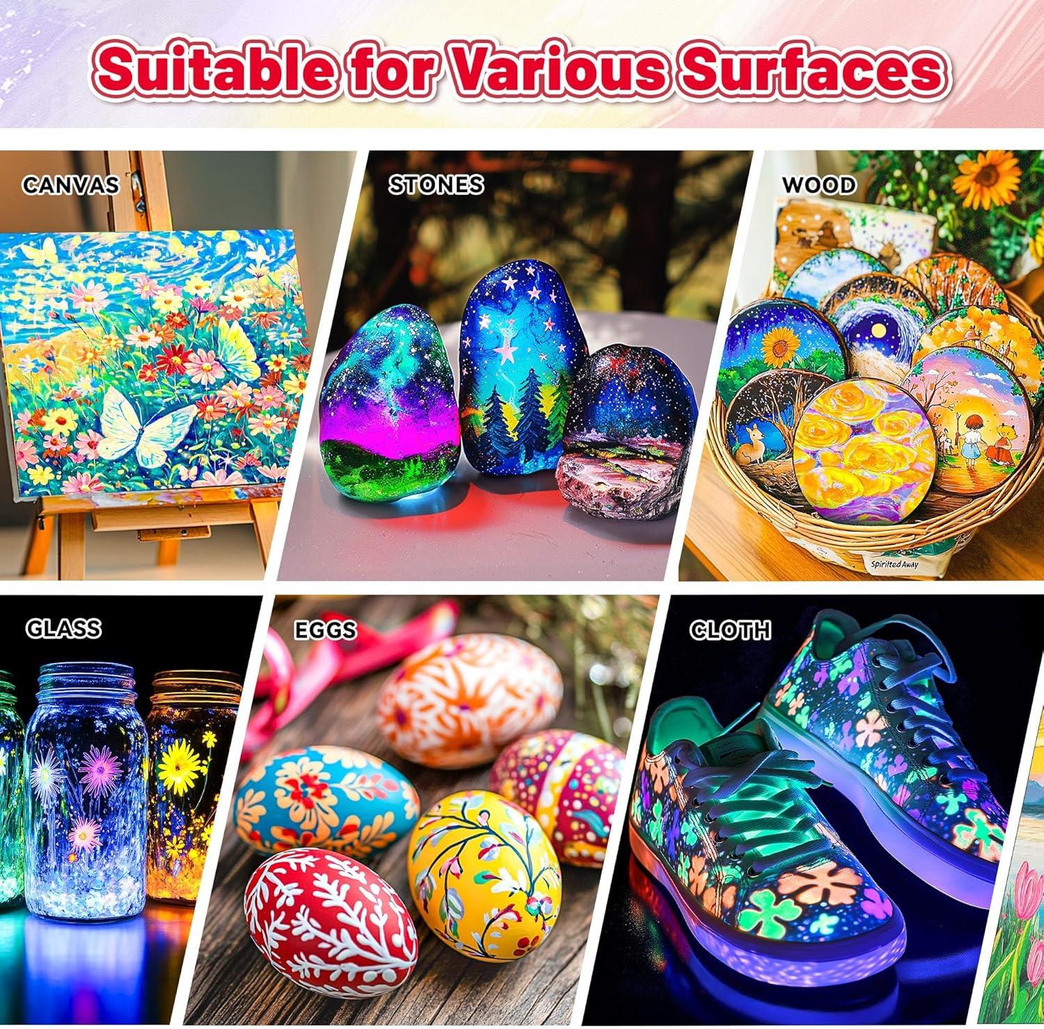 image52 Pcs Acrylic Paint Set  36 Colors 2oz60ml with 12 Brushes 2 Knives ampamp Palette  Rich Pigments for Adults Kids Artists ampamp Beginners  Painting on Halloween Pumpkin Canvas Ceramic Rock WoodMixed