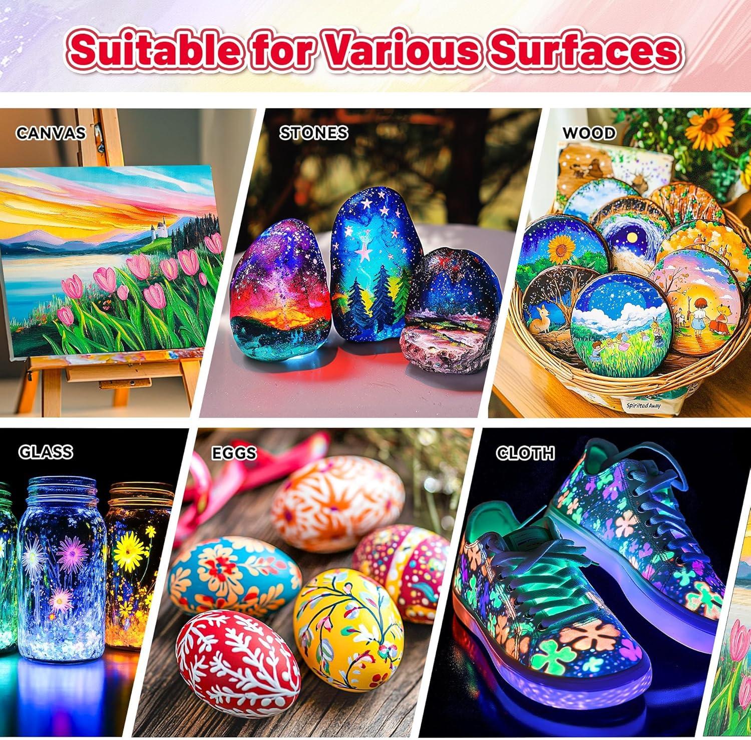 image52 Pcs Acrylic Paint Set  36 Colors 2oz60ml with 12 Brushes 2 Knives ampamp Palette  Rich Pigments for Adults Kids Artists ampamp Beginners  Painting on Halloween Pumpkin Canvas Ceramic Rock WoodMixed