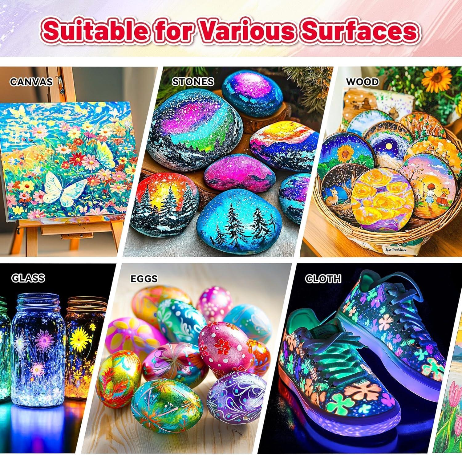 image52 Pcs Acrylic Paint Set  36 Colors 2oz60ml with 12 Brushes 2 Knives ampamp Palette  Rich Pigments for Adults Kids Artists ampamp Beginners  Painting on Halloween Pumpkin Canvas Ceramic Rock WoodMixed