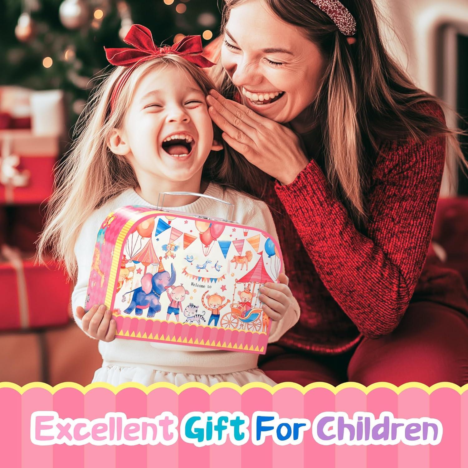 image61Pcs Tea Party Set for Little Girls Dreamland World Tea Set Toys Including Dessert Cake Stand ampamp Carrying Case Kids Kitchen Pretend Play for 3 4 5 6 Year Old Girl Birthday GiftsCircus Animals With Cake Stand