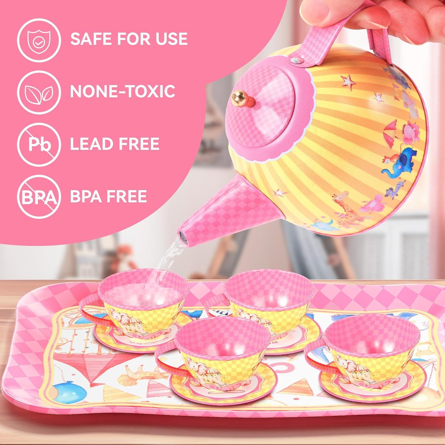 image61Pcs Tea Party Set for Little Girls Dreamland World Tea Set Toys Including Dessert Cake Stand ampamp Carrying Case Kids Kitchen Pretend Play for 3 4 5 6 Year Old Girl Birthday GiftsCircus Animals With Cake Stand
