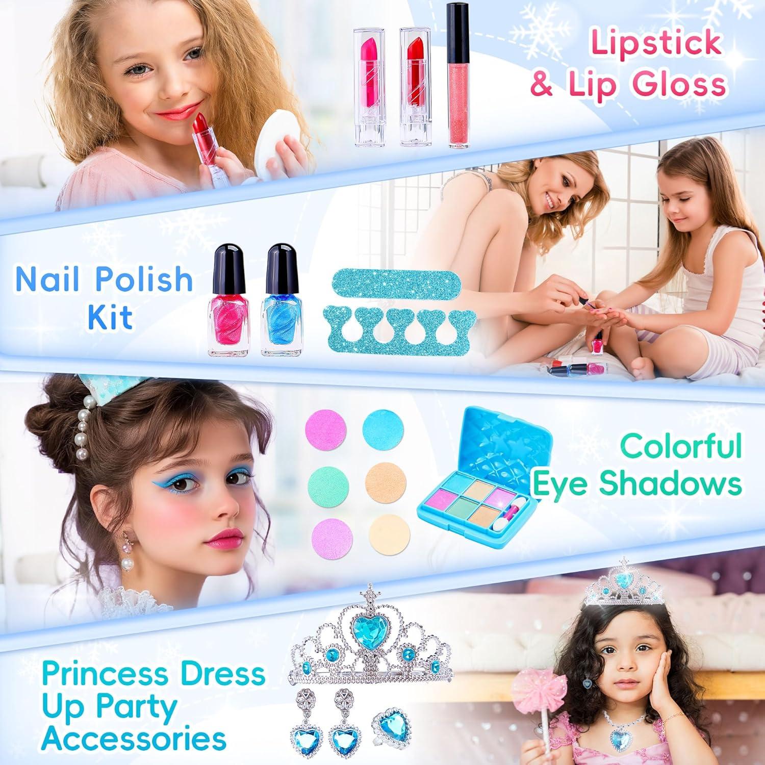 imageKids Washable Makeup Girls Toys with Princess Case Kids Makeup Kit for Girl Real Girl Makeup Sets for Toddler Kids Christmas Birthday Gifts Toys for 3 4 5 6 7 812 Year Old GirlsIce and Snow