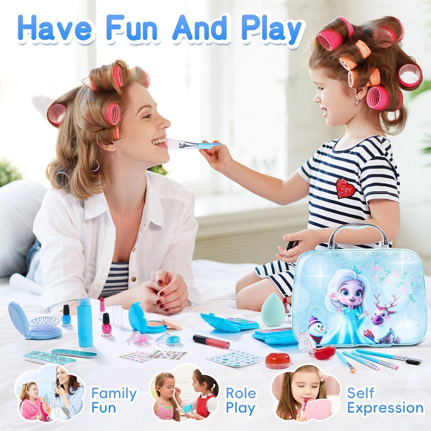 imageKids Washable Makeup Girls Toys with Princess Case Kids Makeup Kit for Girl Real Girl Makeup Sets for Toddler Kids Christmas Birthday Gifts Toys for 3 4 5 6 7 812 Year Old GirlsIce and Snow