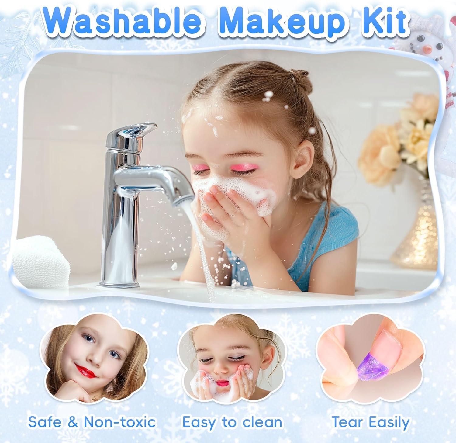 imageKids Washable Makeup Girls Toys with Princess Case Kids Makeup Kit for Girl Real Girl Makeup Sets for Toddler Kids Christmas Birthday Gifts Toys for 3 4 5 6 7 812 Year Old GirlsIce and Snow