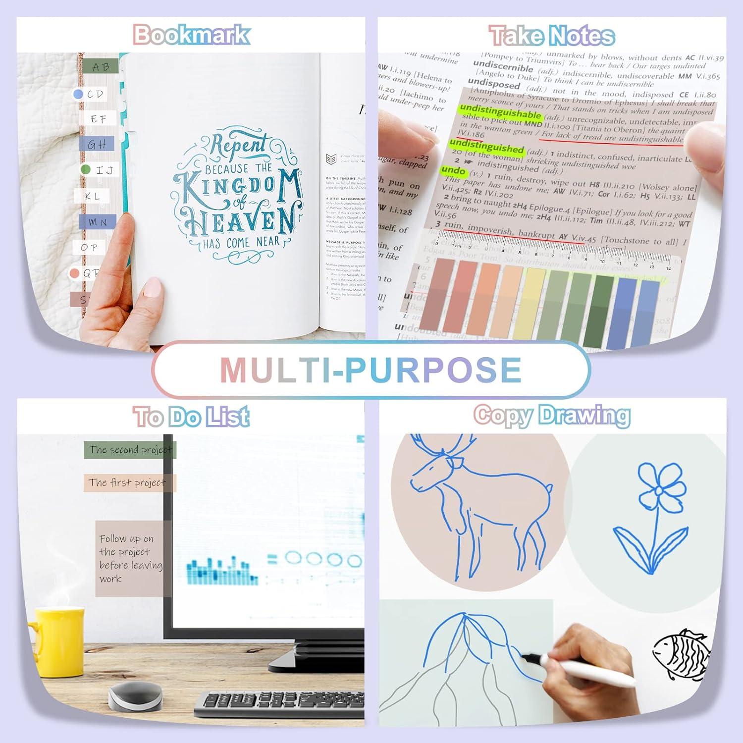 imageTransparent Sticky Notes 1500 Sheets Clear Sticky Notes Pads with Pen Waterproof SelfStick Translucent Sticky Notes Tabs for Bible Study Annotation Books Journaling Office School Supplies2001