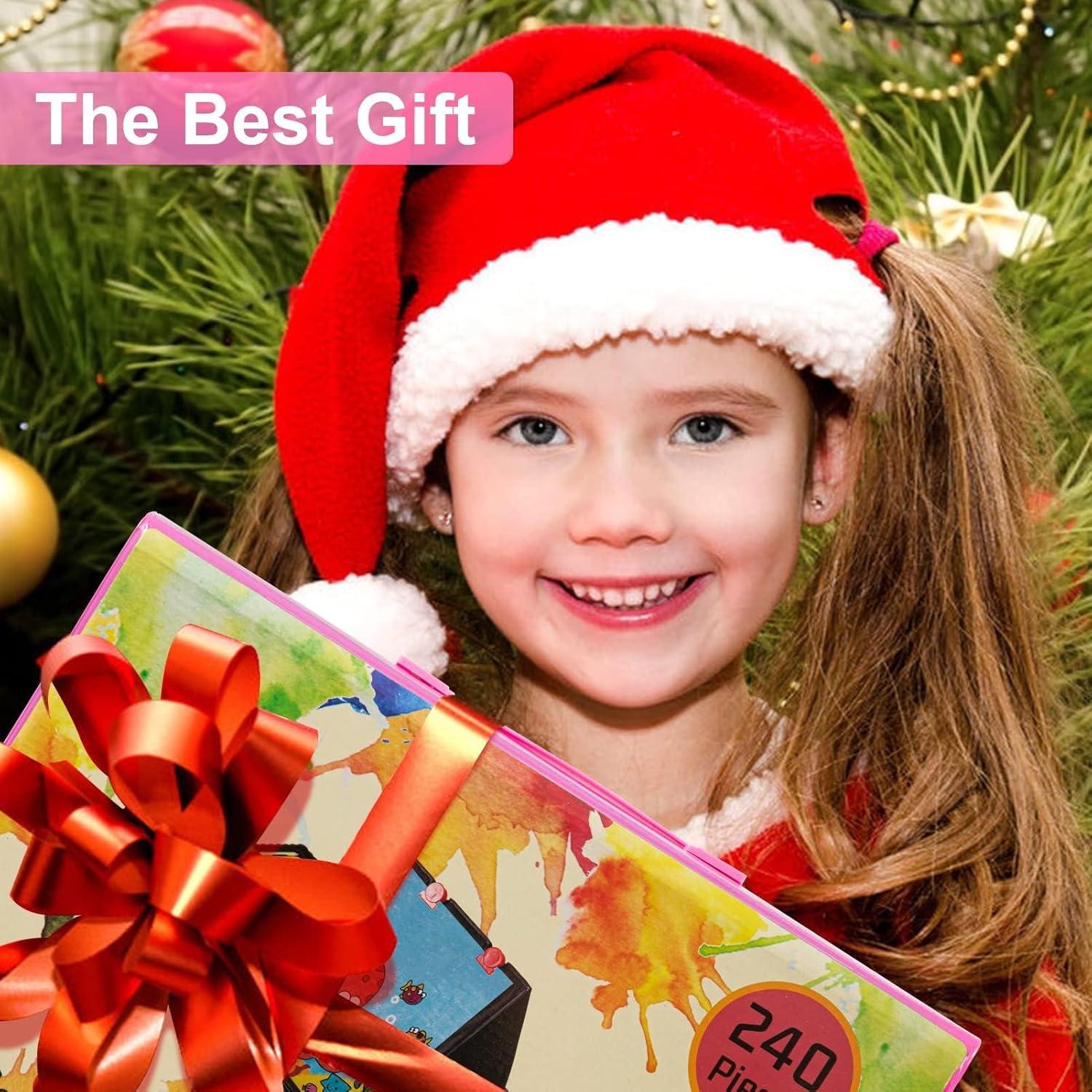 imageVigorFun Art Supplies 240Piece Drawing Art Kit Gifts for Kids Girls Boys Teens Art Set Crafts Case with Double Sided Trifold Easel Includes Sketch Pads Crayons Colored Pencils PinkPink