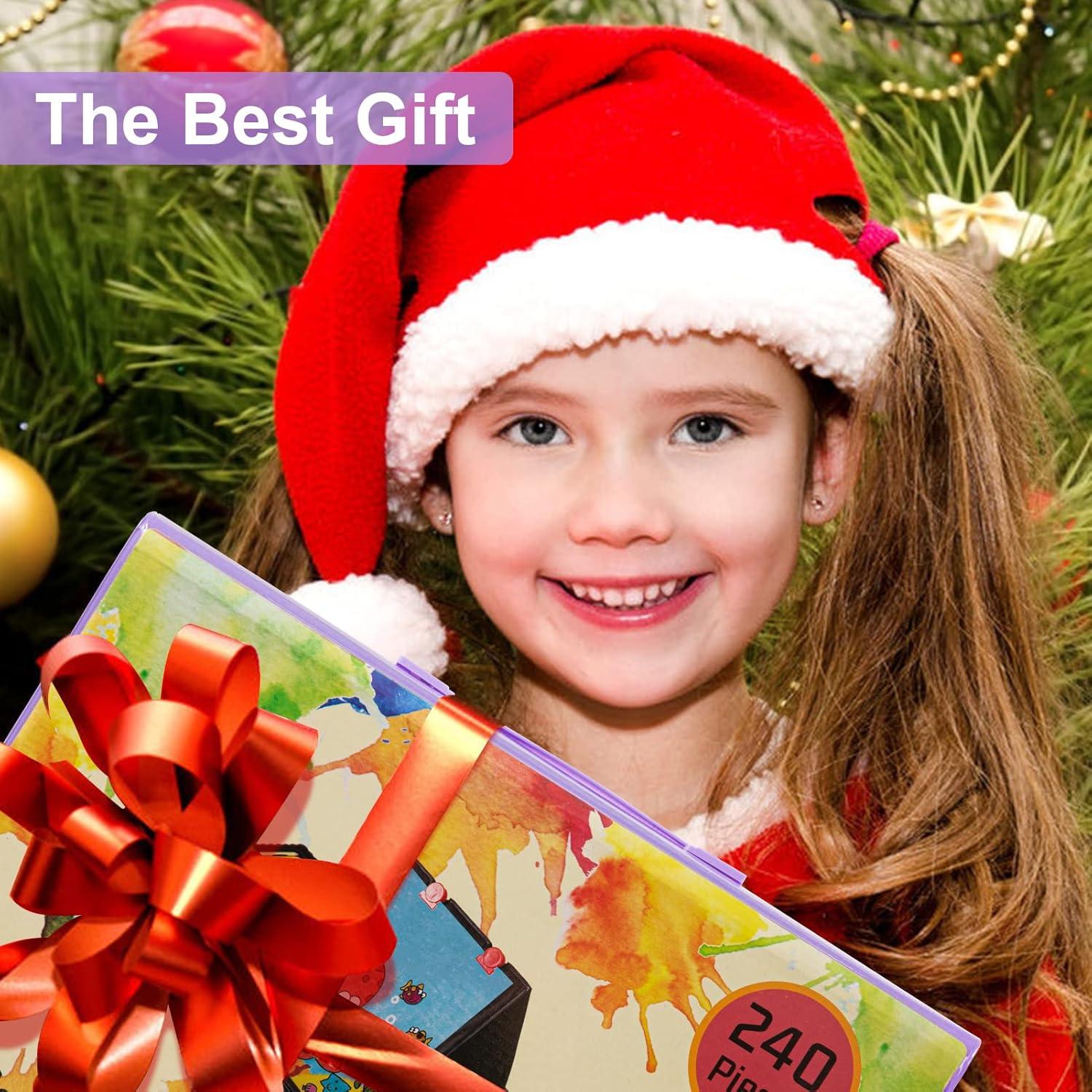 imageVigorFun Art Supplies 240Piece Drawing Art Kit Gifts for Kids Girls Boys Teens Art Set Crafts Case with Double Sided Trifold Easel Includes Sketch Pads Crayons Colored Pencils PinkPurple