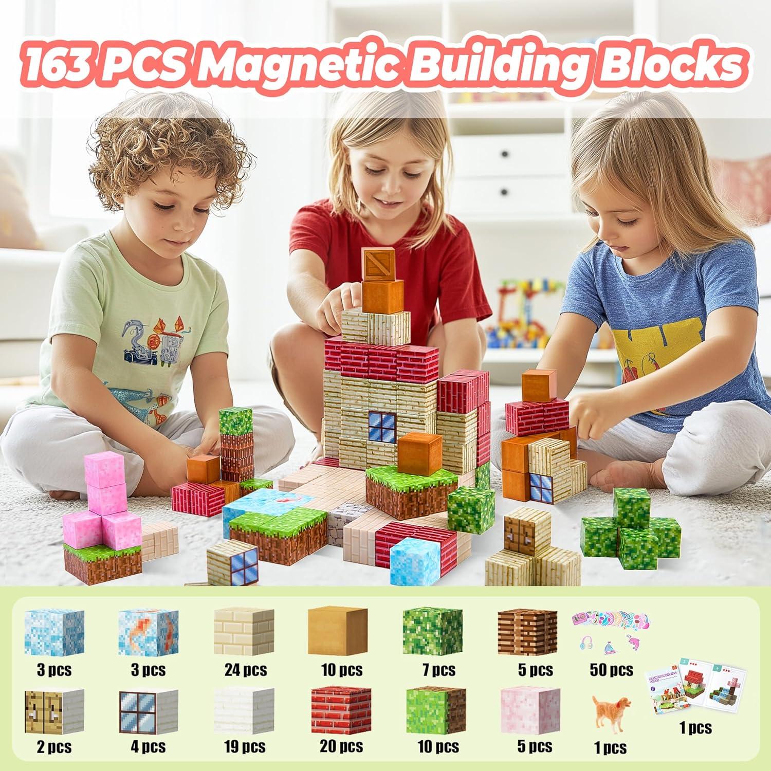 imageVigorFun Magnetic Blocks Courtyard Magnet World Building Set STEM Montessori Sensory Toys for Toddlers Boys Girls Birthday Gifts Construction Toys for 3 4 5 6 7 8 Year Old KidsCourtyard