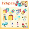 image126Piece Magnetic Tiles Building Blocks Set  STEM Construction Kit with Car Toy Figurines ampamp Stickers Educational Sensory Toys for Kids Ages 38 Creative Gift for Toddlers Boys ampamp GirlsClassical Tiles 126 Pcs