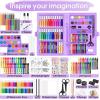 image2 Pack Art Kit Vigorfun Drawing Painting Art Supplies for Kids Girls Boys Teens Gifts Art Set Case Includes Oil Pastels Crayons Colored Pencils Watercolor Cakes BlackPurple