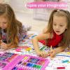image2 Pack Art Kit Vigorfun Drawing Painting Art Supplies for Kids Girls Boys Teens Gifts Art Set Case Includes Oil Pastels Crayons Colored Pencils Watercolor Cakes BlackPink
