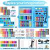 image2 Pack Art Kit Vigorfun Drawing Painting Art Supplies for Kids Girls Boys Teens Gifts Art Set Case Includes Oil Pastels Crayons Colored Pencils Watercolor Cakes BlackBlue