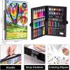 image2 Pack Art Kit Vigorfun Drawing Painting Art Supplies for Kids Girls Boys Teens Gifts Art Set Case Includes Oil Pastels Crayons Colored Pencils Watercolor Cakes BlackBlack