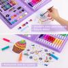 image2 Pack Art Kit Vigorfun Drawing Painting Art Supplies for Kids Girls Boys Teens Gifts Art Set Case Includes Oil Pastels Crayons Colored Pencils Watercolor Cakes BlackPurple