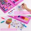 image2 Pack Art Kit Vigorfun Drawing Painting Art Supplies for Kids Girls Boys Teens Gifts Art Set Case Includes Oil Pastels Crayons Colored Pencils Watercolor Cakes BlackPink