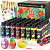 image40 Pcs Iridescent Acrylic Paint Set with 12 Brushes 2 Knives ampamp Palette 24 Colors 2oz60ml  for Adults Kids Artists ampamp Beginners  Canvas Ceramic Rock Wood Egg Painting KitMetallic