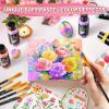image40 Pcs Iridescent Acrylic Paint Set with 12 Brushes 2 Knives ampamp Palette 24 Colors 2oz60ml  for Adults Kids Artists ampamp Beginners  Canvas Ceramic Rock Wood Egg Painting KitPastel