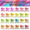 image40 Pcs Iridescent Acrylic Paint Set with 12 Brushes 2 Knives ampamp Palette 24 Colors 2oz60ml  for Adults Kids Artists ampamp Beginners  Canvas Ceramic Rock Wood Egg Painting KitIridescent