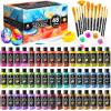 image40 Pcs Iridescent Acrylic Paint Set with 12 Brushes 2 Knives ampamp Palette 24 Colors 2oz60ml  for Adults Kids Artists ampamp Beginners  Canvas Ceramic Rock Wood Egg Painting KitIridescent