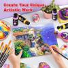 image52 Pcs Acrylic Paint Set  36 Colors 2oz60ml with 12 Brushes 2 Knives ampamp Palette  Rich Pigments for Adults Kids Artists ampamp Beginners  Painting on Halloween Pumpkin Canvas Ceramic Rock WoodMixed