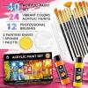 image52 Pcs Acrylic Paint Set  36 Colors 2oz60ml with 12 Brushes 2 Knives ampamp Palette  Rich Pigments for Adults Kids Artists ampamp Beginners  Painting on Halloween Pumpkin Canvas Ceramic Rock WoodClassic