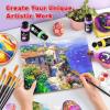 image52 Pcs Acrylic Paint Set  36 Colors 2oz60ml with 12 Brushes 2 Knives ampamp Palette  Rich Pigments for Adults Kids Artists ampamp Beginners  Painting on Halloween Pumpkin Canvas Ceramic Rock WoodMixed