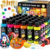 image52 Pcs Acrylic Paint Set  36 Colors 2oz60ml with 12 Brushes 2 Knives ampamp Palette  Rich Pigments for Adults Kids Artists ampamp Beginners  Painting on Halloween Pumpkin Canvas Ceramic Rock WoodClassic