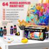 image52 Pcs Acrylic Paint Set  36 Colors 2oz60ml with 12 Brushes 2 Knives ampamp Palette  Rich Pigments for Adults Kids Artists ampamp Beginners  Painting on Halloween Pumpkin Canvas Ceramic Rock WoodMixed