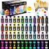 image52 Pcs Acrylic Paint Set  36 Colors 2oz60ml with 12 Brushes 2 Knives ampamp Palette  Rich Pigments for Adults Kids Artists ampamp Beginners  Painting on Halloween Pumpkin Canvas Ceramic Rock WoodMixed