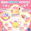 image61Pcs Tea Party Set for Little Girls Dreamland World Tea Set Toys Including Dessert Cake Stand ampamp Carrying Case Kids Kitchen Pretend Play for 3 4 5 6 Year Old Girl Birthday GiftsCircus Animals With Cake Stand