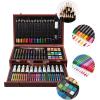imageArt Supplies 185Piece Super Deluxe Wooden Art Set Crafts Drawing Kit with 2 Sketch Pads Crayons Oil Pastels Colored Pencils Watercolor Cakes Creative Gift for Teens Beginners Girls BoysDoubleTray