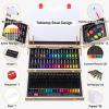 imageArt Supplies Wooden Art Set Crafts Kit with Drawing Easel Deluxe Kids Art Set Oil Pastels Colored Pencils Watercolor Cakes Creative Gift for Kids Teens Beginners Girls Boys