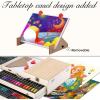 imageArt Supplies Wooden Art Set Crafts Kit with Drawing Easel Deluxe Kids Art Set Oil Pastels Colored Pencils Watercolor Cakes Creative Gift for Kids Teens Beginners Girls Boys
