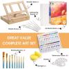 imagePainting Supplies Set 49 Pieces Watercolor Painting Kit with Wooden Tabletop Easel Includes Watercolor Paints Brushes Palette Canvas Panels and Painting Pads for Artists Student Adults Kids
