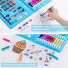 imageVigorFun Art Kit Drawing Painting Art Supplies for Kids Girls Boys Teens Gifts Art Set Case Includes Oil Pastels Crayons Colored Pencils Watercolor Cakes BlueBlue
