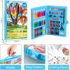 imageVigorFun Art Kit Drawing Painting Art Supplies for Kids Girls Boys Teens Gifts Art Set Case Includes Oil Pastels Crayons Colored Pencils Watercolor Cakes BlueBlue