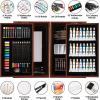 imageVigorFun Art Supplies Deluxe Wooden Art Set Crafts Drawing Painting Kit with 2 Sketch Pads Oil Pastels Acrylic Watercolor Paints Creative Gifts Box for Adults Artist Kids Teens GirlsBrown