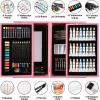 imageVigorFun Art Supplies Deluxe Wooden Art Set Crafts Drawing Painting Kit with 2 Sketch Pads Oil Pastels Acrylic Watercolor Paints Creative Gifts Box for Adults Artist Kids Teens GirlsPink