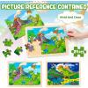imageWooden Dinosaur Puzzles for Kids Ages 35 with Gift Case 2 Packs Toddler Jigsaw Puzzles 24 Pcs Preschool Learning Educational Brain Teaser Boards Toys for 3 4 5 6 Year Old Boys Girls