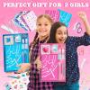 imageVigorFun 2 Pack DIY Journal Kit for Girls Ages 812 Gifts for Teen Girls  Share Scrapbook ampamp Diary Supplies Set with Friends Journaling Art and Crafts Kit PinkBluePinkBlue