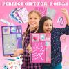 imageVigorFun 2 Pack DIY Journal Kit for Girls Ages 812 Gifts for Teen Girls  Share Scrapbook ampamp Diary Supplies Set with Friends Journaling Art and Crafts Kit PinkBluePinkPurple