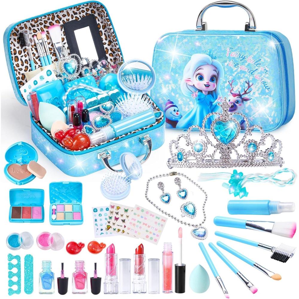 imageKids Washable Makeup Girls Toys with Princess Case Kids Makeup Kit for Girl Real Girl Makeup Sets for Toddler Kids Christmas Birthday Gifts Toys for 3 4 5 6 7 812 Year Old GirlsIce and Snow
