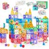 image126Piece Magnetic Tiles Building Blocks Set  STEM Construction Kit with Car Toy Figurines ampamp Stickers Educational Sensory Toys for Kids Ages 38 Creative Gift for Toddlers Boys ampamp GirlsMagnetic Tiles 171pcs
