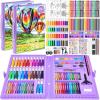 image2 Pack Art Kit Vigorfun Drawing Painting Art Supplies for Kids Girls Boys Teens Gifts Art Set Case Includes Oil Pastels Crayons Colored Pencils Watercolor Cakes BlackPurple
