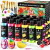 image40 Pcs Iridescent Acrylic Paint Set with 12 Brushes 2 Knives ampamp Palette 24 Colors 2oz60ml  for Adults Kids Artists ampamp Beginners  Canvas Ceramic Rock Wood Egg Painting KitMetallic