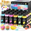 image40 Pcs Iridescent Acrylic Paint Set with 12 Brushes 2 Knives ampamp Palette 24 Colors 2oz60ml  for Adults Kids Artists ampamp Beginners  Canvas Ceramic Rock Wood Egg Painting KitPastel