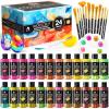 image40 Pcs Iridescent Acrylic Paint Set with 12 Brushes 2 Knives ampamp Palette 24 Colors 2oz60ml  for Adults Kids Artists ampamp Beginners  Canvas Ceramic Rock Wood Egg Painting KitIridescent
