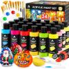 image52 Pcs Acrylic Paint Set  36 Colors 2oz60ml with 12 Brushes 2 Knives ampamp Palette  Rich Pigments for Adults Kids Artists ampamp Beginners  Painting on Halloween Pumpkin Canvas Ceramic Rock WoodClassic