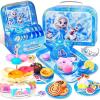 image61Pcs Tea Party Set for Little Girls Dreamland World Tea Set Toys Including Dessert Cake Stand ampamp Carrying Case Kids Kitchen Pretend Play for 3 4 5 6 Year Old Girl Birthday GiftsIce and Snow With Cake Stand